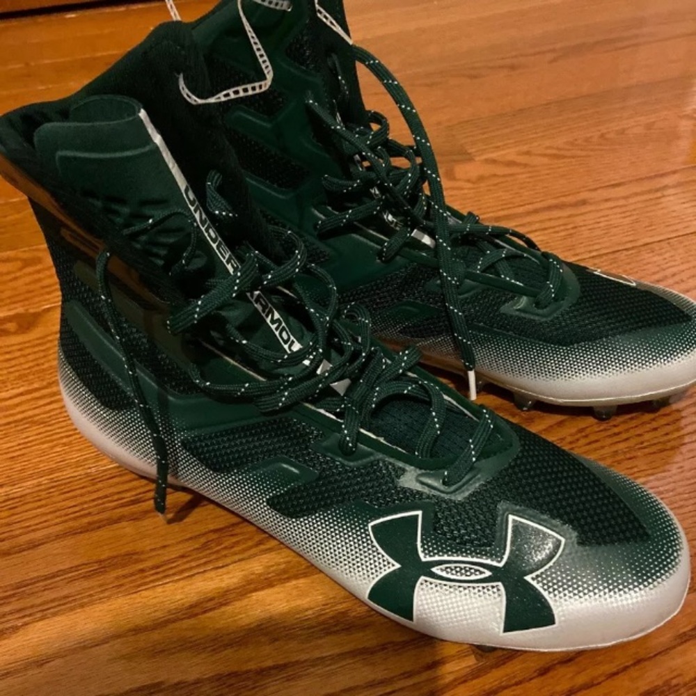 New Under Armour Green White Football Cleats 13